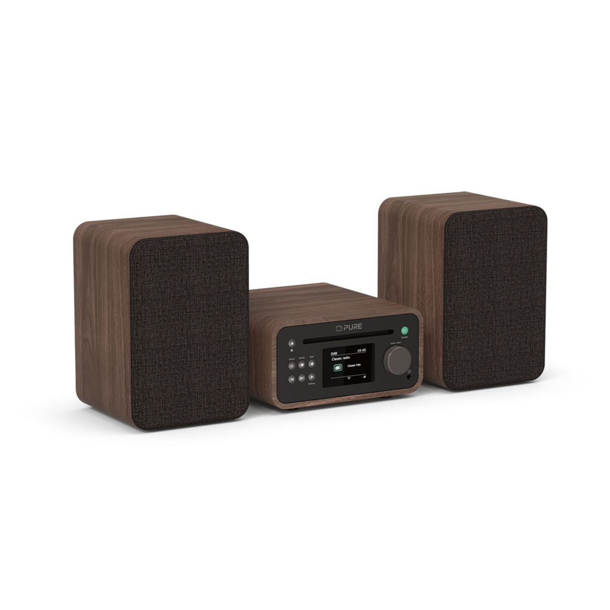 Pure Classic Stereo Mini DAB DAB+ FM Radio with Bluetooth CD Player Micro Stereo System Coffee Brown Walnut