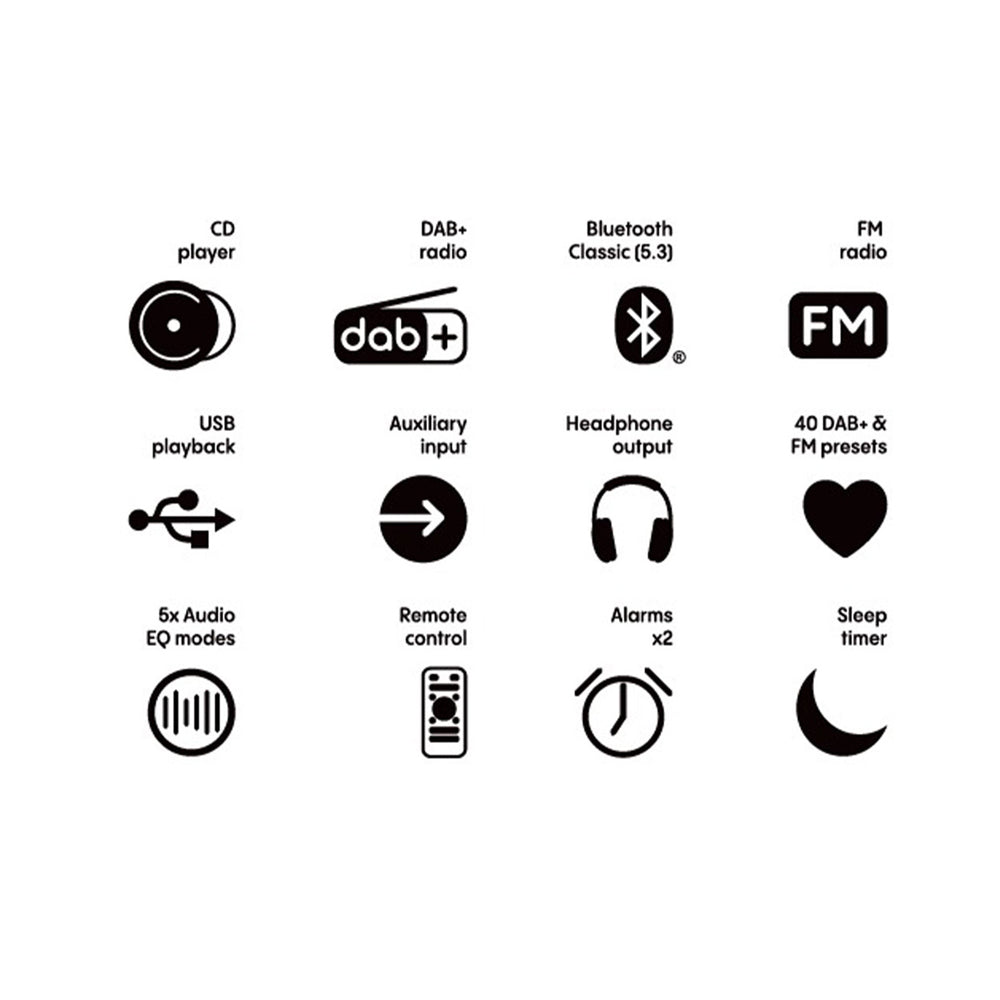 Pure Classic Stereo Mini DAB DAB+ FM Radio with Bluetooth CD Player Micro Stereo System Coffee Brown Walnut