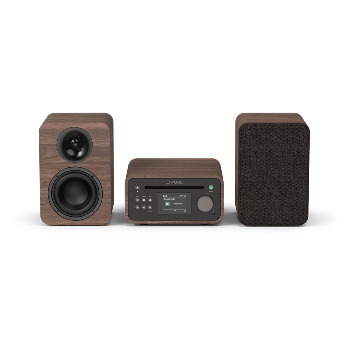 Pure Classic Stereo Mini DAB DAB+ FM Radio with Bluetooth CD Player Micro Stereo System Coffee Brown Walnut