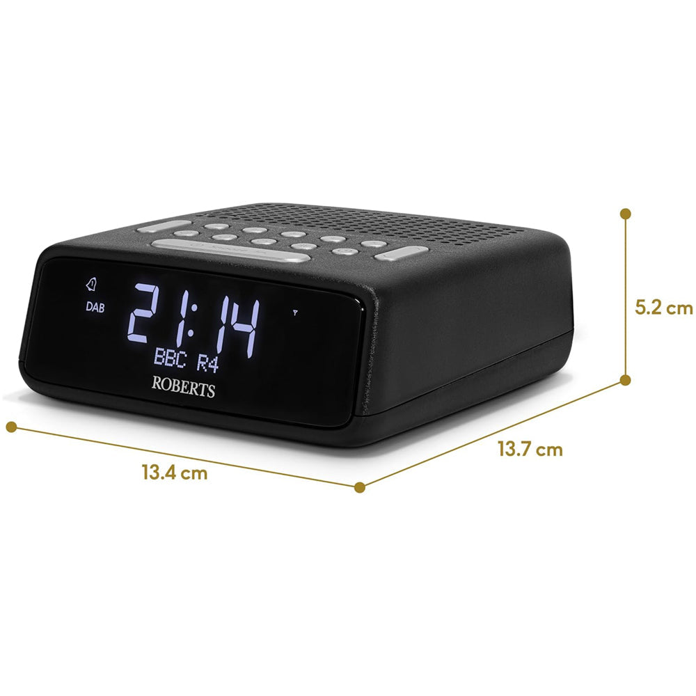 Roberts Ortus DAB DAB+ FM Bedside Alarm Clock Radio Black