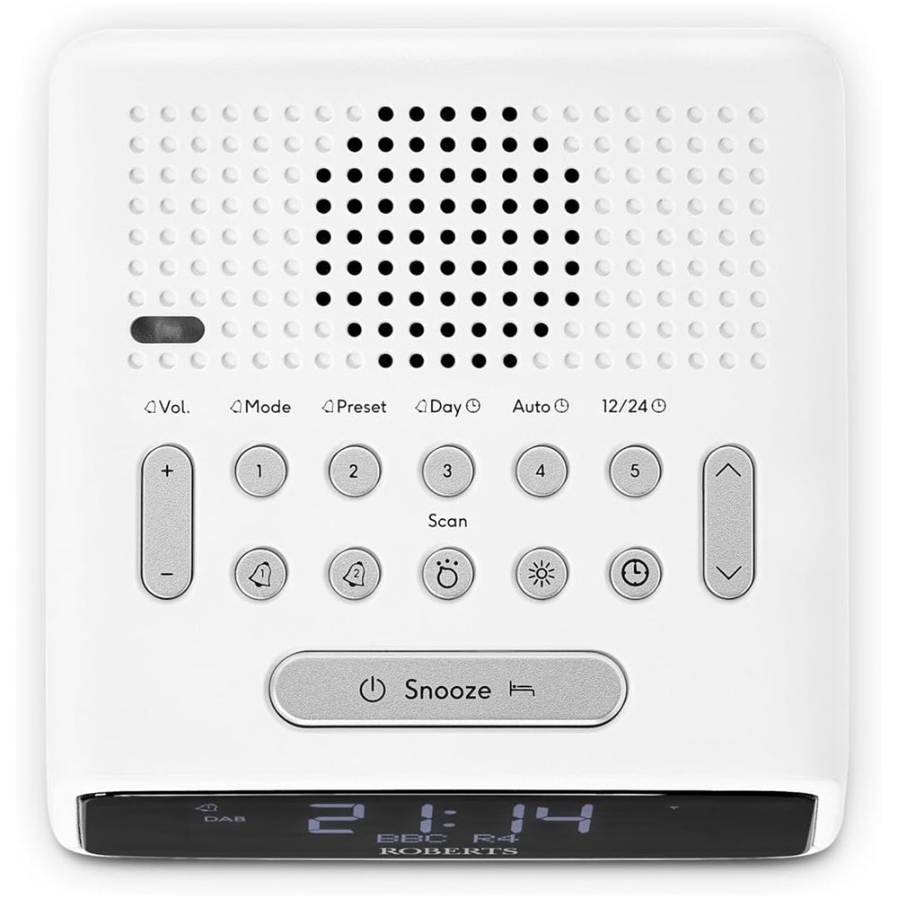 Roberts Ortus DAB DAB+ FM Bedside Alarm Clock Radio White