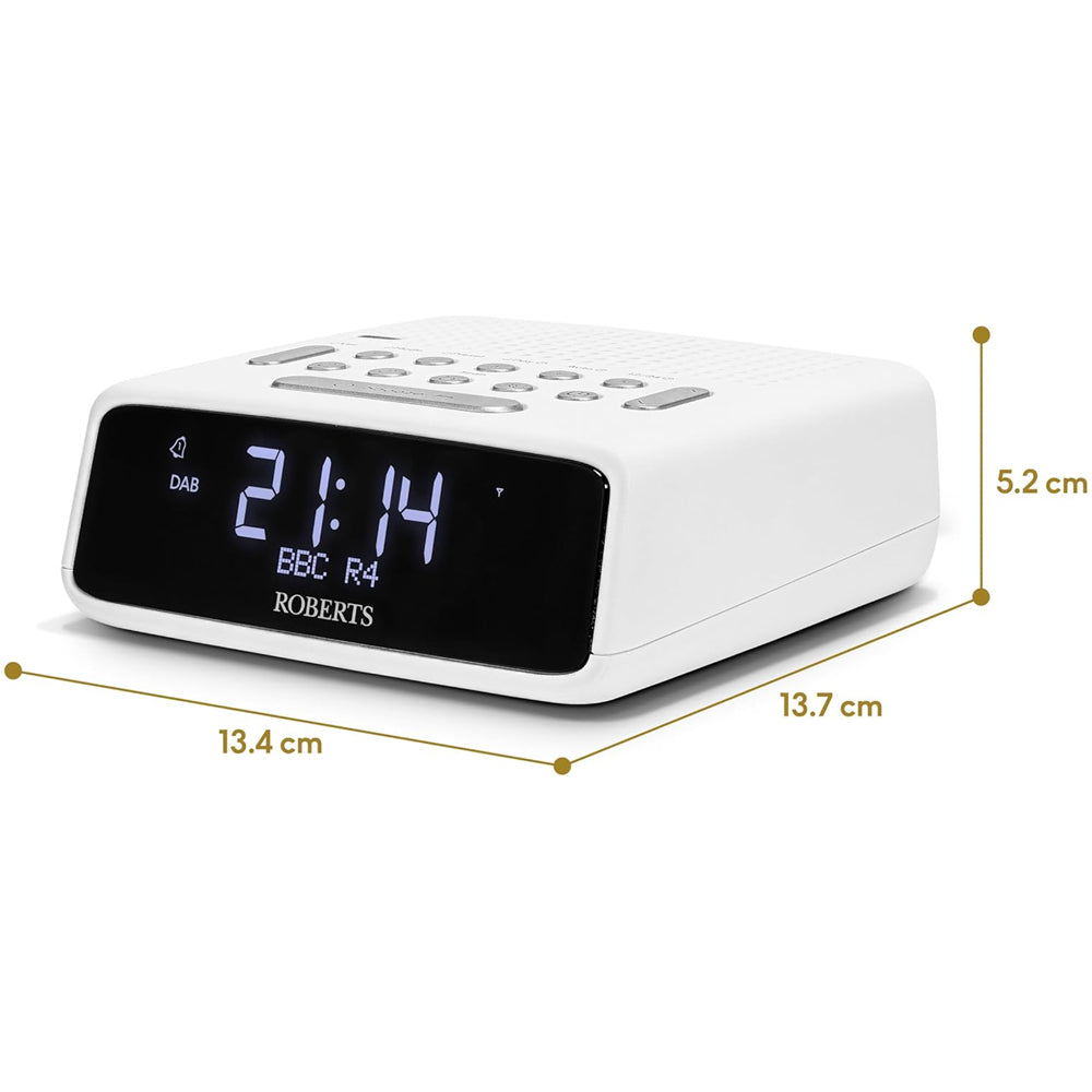 Roberts Ortus DAB DAB+ FM Bedside Alarm Clock Radio White