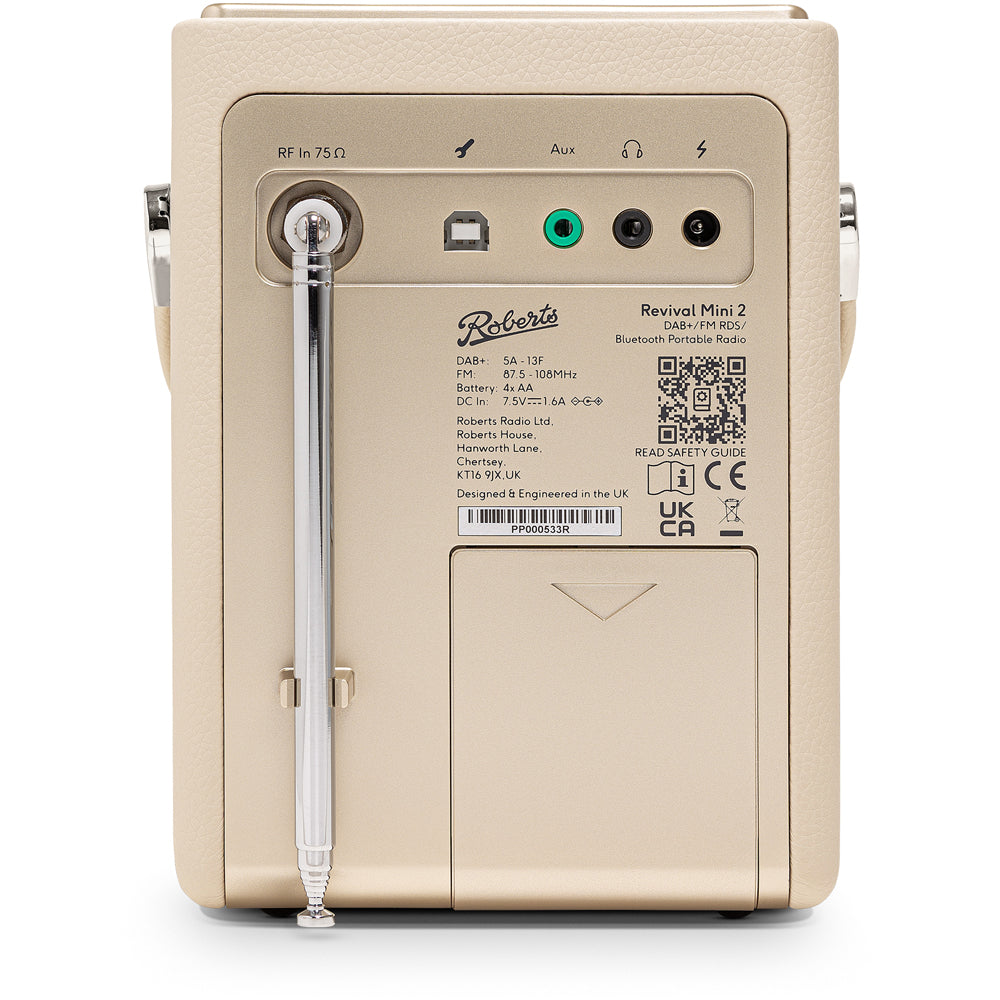 Roberts Revival Mini 2 Portable Bluetooth DAB+ DAB FM Radio - Pastel Cream