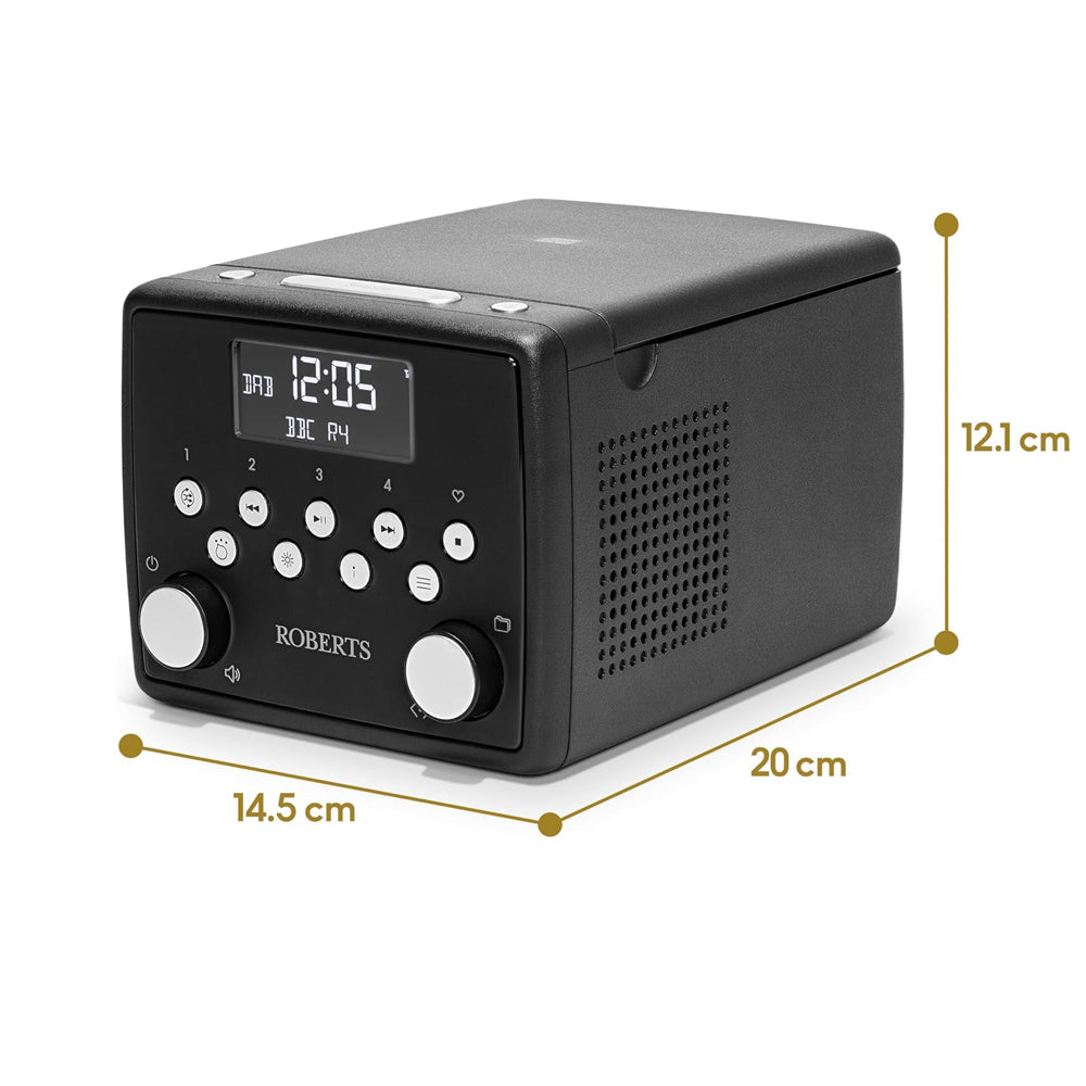 Roberts SOUND 49 FM DAB DAB+ Digital Clock Radio with Bluetooth and CD Player - Black