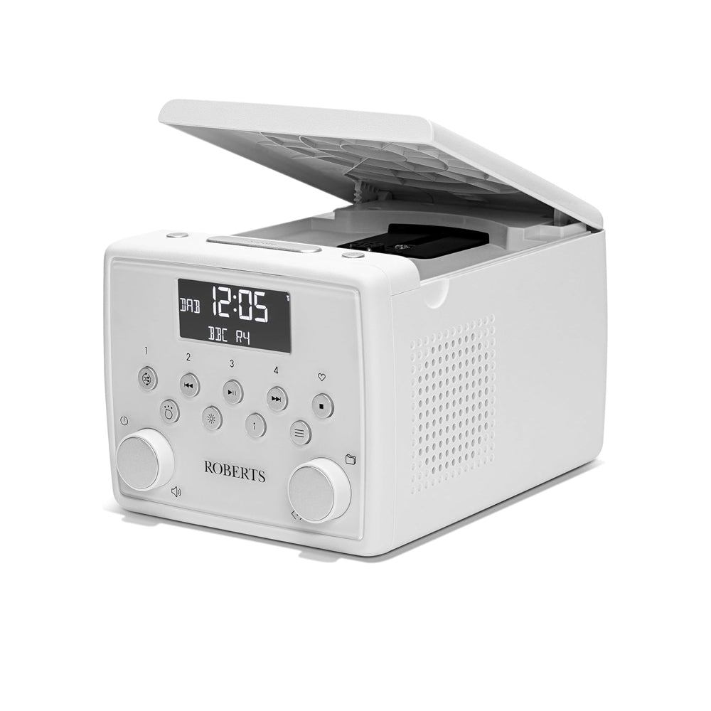 Roberts SOUND 49 FM DAB DAB+ Digital Clock Radio with Bluetooth and CD Player - White
