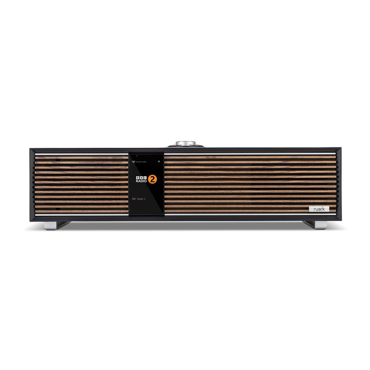Ruark R410 Integrated Music System - Satin Charcoal with Walnut Grille