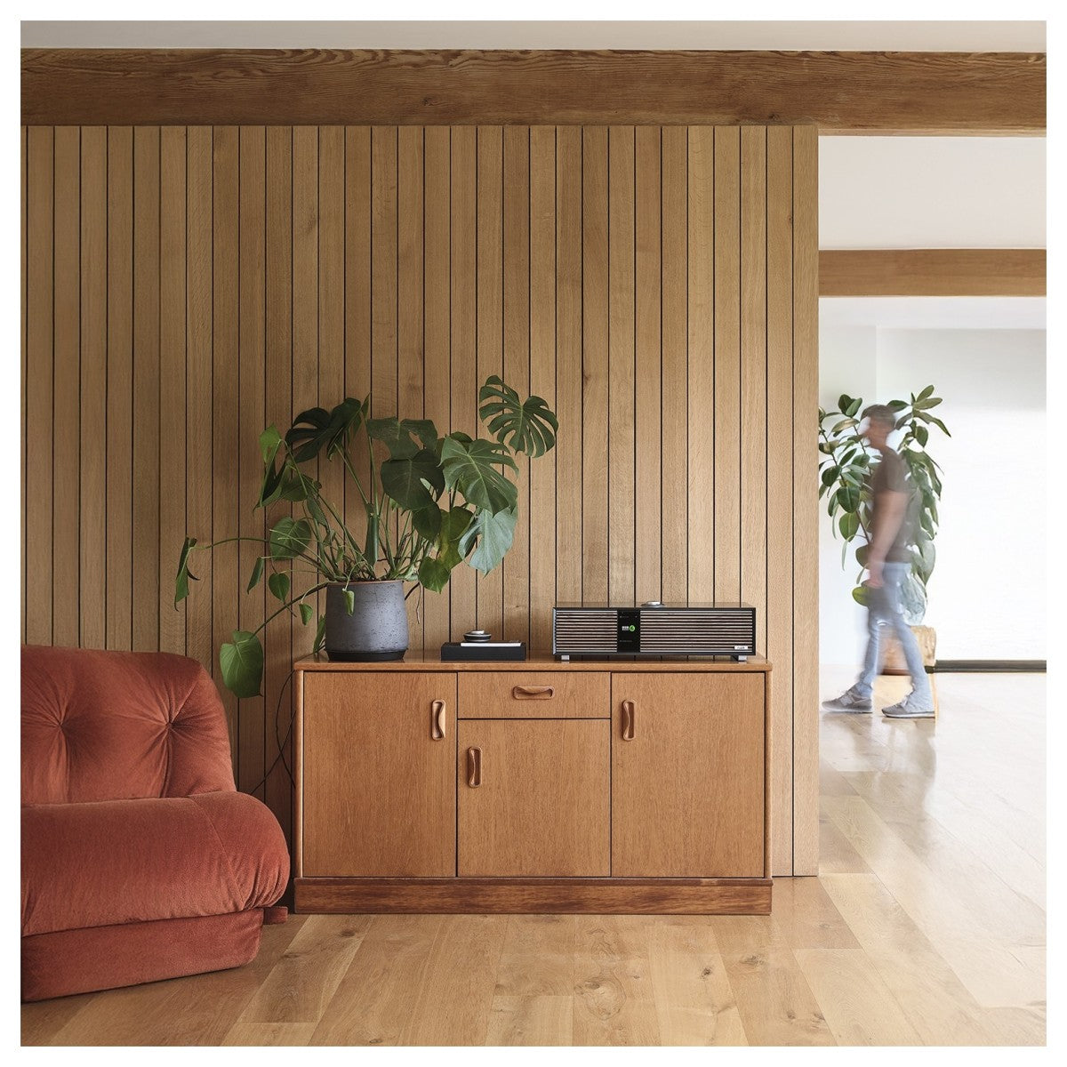 Ruark R410 Integrated Music System - Satin Charcoal with Walnut Grille