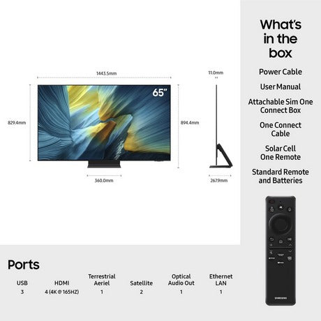 Samsung QE65S95FATXXU 65 Inch S95F OLED 4K Ultra HD HDR Smart AI TV 2025
