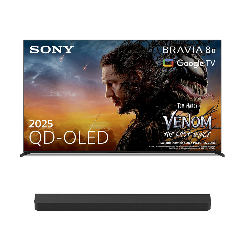 Sony K55XR8M25BP 55 Inch BRAVIA 8 II QD-OLED 4K UHDR Google TV and HTA8000 5.0.2 BRAVIA Theatre Bar 8 Soundbar Bundle