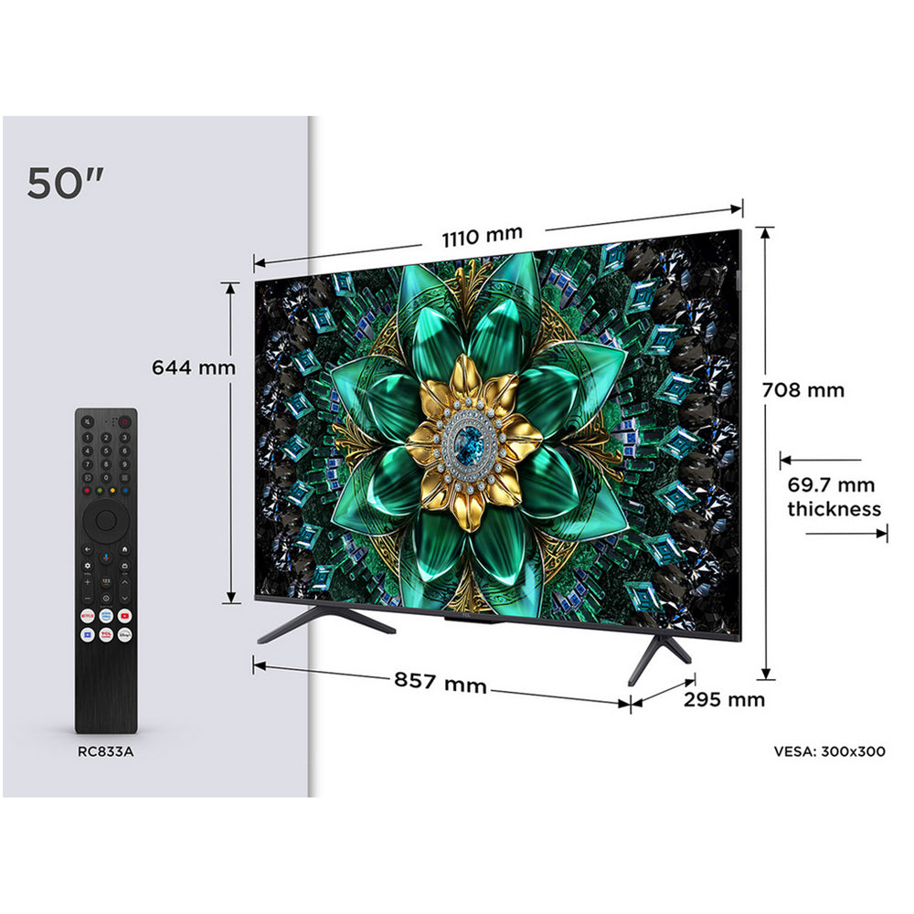 TCL 50Q6C-UK 50 Inch Q6C 4K Ultra HD HDR QD-Mini LED Smart Google TV 2025