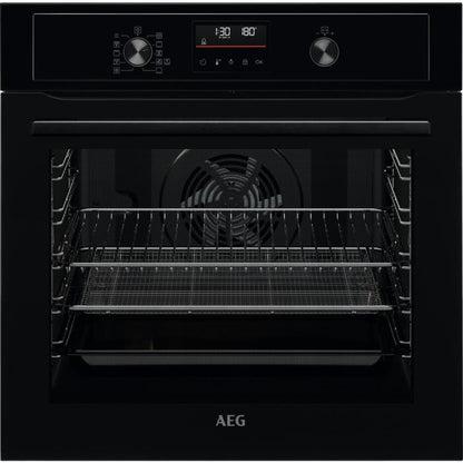 AEG 3000 Series BEX535A61B Air Fry Electric Single Built in Oven with Retractable Dials in Black