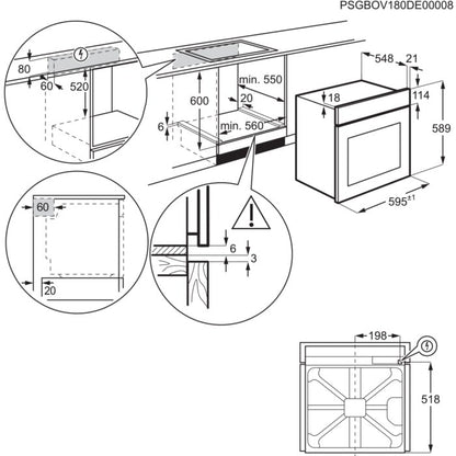 AEG 3000 Series BEX535A61B Air Fry Electric Single Built in Oven with Retractable Dials in Black