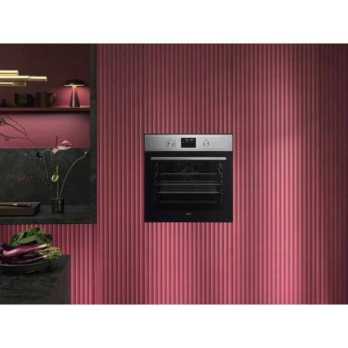 AEG 3000 Series BPX535A61M Air Fry Electric Single Built in Oven with Retractable Dials in Stainless Steel