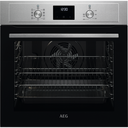 AEG 3000 Sreies BEX33501EM Surround Cook Electric Single Built in Oven with Retractable Dials in Stainless Steel