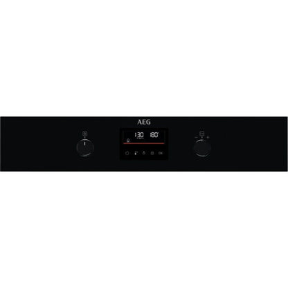 AEG 6000 Series BPK355061B Steam Bake Electric Single Built in Oven with Retractable Dials in Black