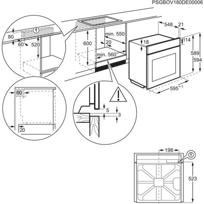 AEG 6000 Series BPS355061M Steam Bake Electric Single Built in Oven with Retractable Dials in Stainless Steel