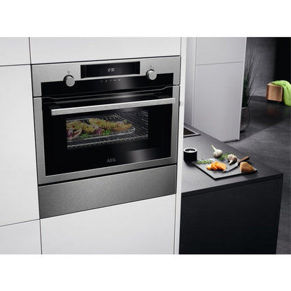 AEG 8000 Series KME565060M Combi Quick Compact Built In Microwave Combination Oven in Stainless Steel