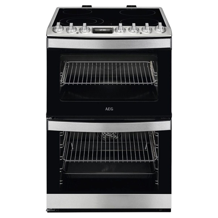 AEG CCB6741ACM 6000 Series Steam Bake 60cm Freestanding Electric Cooker with Ceramic Hob in Stainless Steel