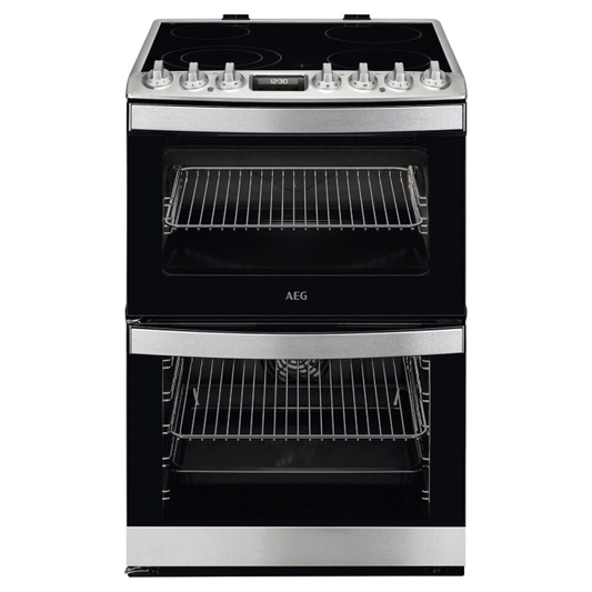 AEG CCB6741ACM 6000 Series Steam Bake 60cm Freestanding Electric Cooker with Ceramic Hob in Stainless Steel