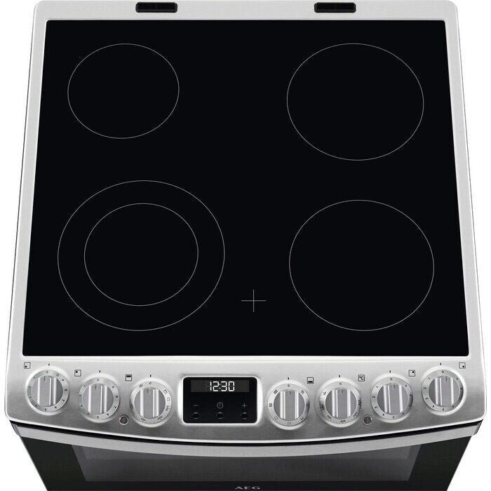 AEG CCB6741ACM 6000 Series Steam Bake 60cm Freestanding Electric Cooker with Ceramic Hob in Stainless Steel