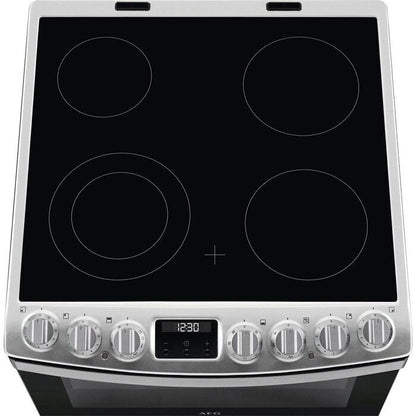 AEG CCB6741ACM 6000 Series Steam Bake 60cm Freestanding Electric Cooker with Ceramic Hob in Stainless Steel