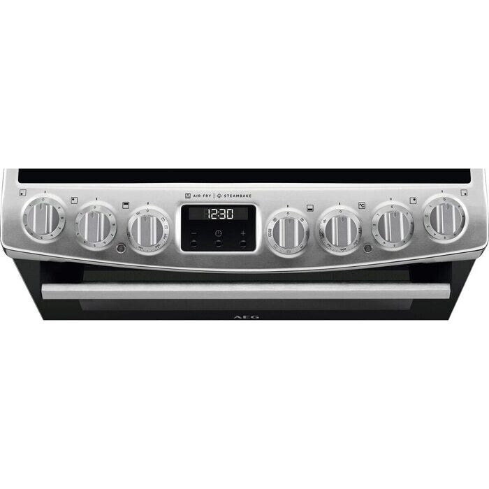 AEG CCX6740ACM 6000 Series Steam Bake 60cm Freestanding Electric Cooker with Ceramic Hob in Stainless Steel