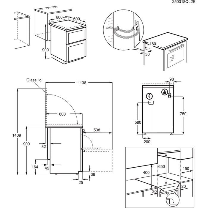 AEG CGB6131ACM 60cm Freestanding Gas Cooker with Double Oven in Stainless Steel