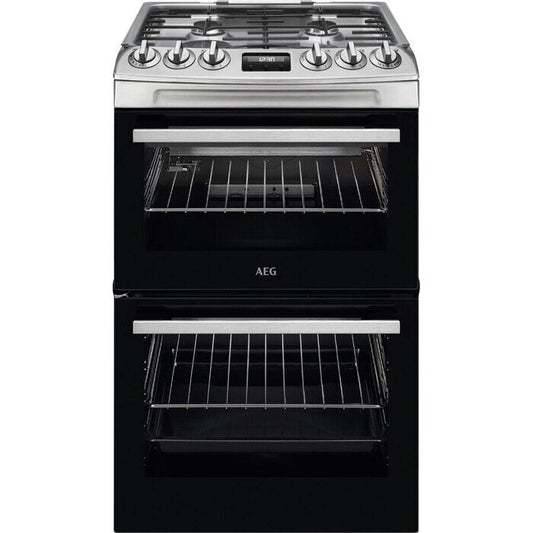 AEG CGX1130ACM 55cm Freestanding Gas Cooker with Double Oven in Stainless Steel
