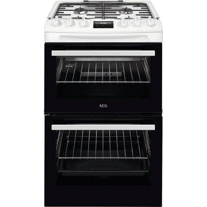 AEG CGX1130ACW 55cm Freestanding Gas Cooker With Double Ovens in White