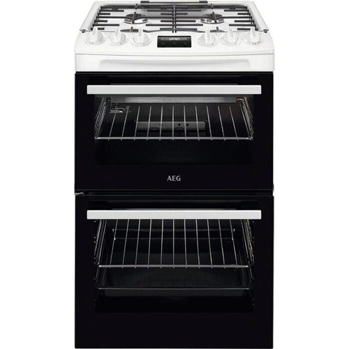 AEG CGX1130ACW 55cm Freestanding Gas Cooker With Double Ovens in White