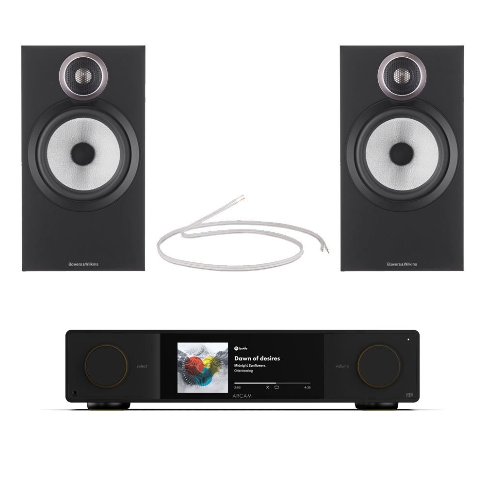 Arcam Radia SA35 Streaming Integrated Amplifier with Bowers and Wilkins 606 S3 Bookshelf Speakers Pair Black HiFi Package