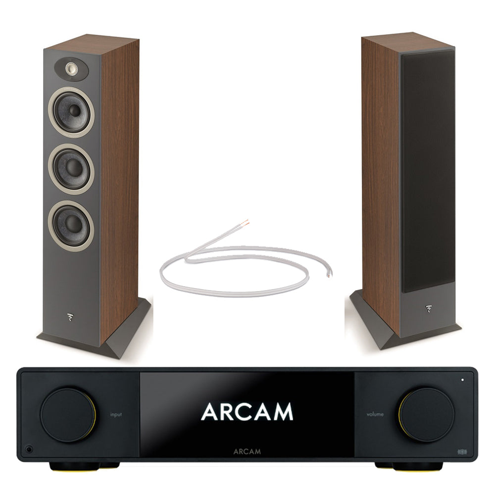 Arcam Radia SA35 Streaming Integrated Amplifier with Focal Theva N2 Floorstanding Dark Wood Speakers Pair HiFi Package