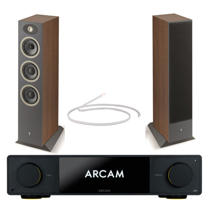 Arcam Radia SA35 Streaming Integrated Amplifier with Focal Theva N2 Floorstanding Dark Wood Speakers Pair HiFi Package