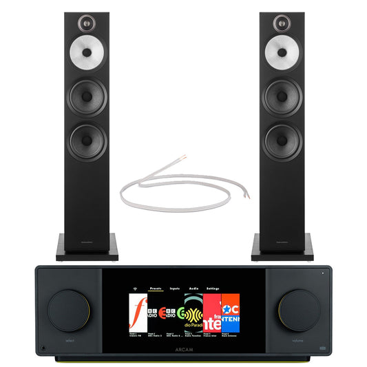Arcam Radia SA45 Streaming Integrated Amplifier with Bowers and Wilkins 603 S3 Floorstanding Speakers Pair Black HiFi Package