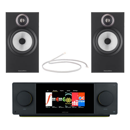 Arcam Radia SA45 Streaming Integrated Amplifier with Bowers and Wilkins 606 S3 Bookshelf Speakers Pair Black HiFi Package