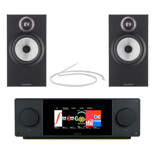 Arcam Radia SA45 Streaming Integrated Amplifier with Bowers and Wilkins 606 S3 Bookshelf Speakers Pair Black HiFi Package