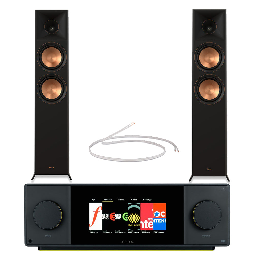 Arcam Radia SA45 Streaming Integrated Amplifier with Klipsch RP-6000F II Floorstanding Speakers Pair Black HiFi Package