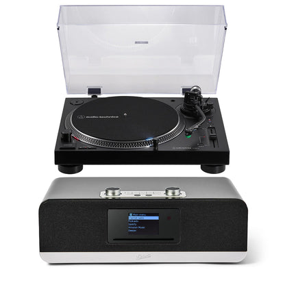 Audio Technica AT-LP120XBTUSB Bluetooth USB Direct Drive Turntable with Roberts Stream 67L All In One Smart Music System Black