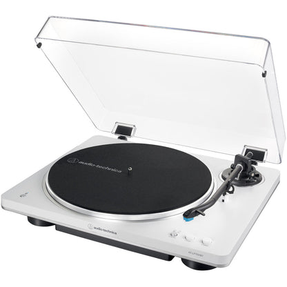 Audio Technica AT-LP70XBT Fully Automatic Bluetooth Wireless Turntable with AT-SP3X Powered Bookshelf Speakers HiFi Package White