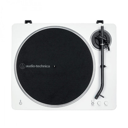 Audio Technica AT-LP70XBT Fully Automatic Bluetooth Wireless Turntable with AT-SP3X Powered Bookshelf Speakers HiFi Package White