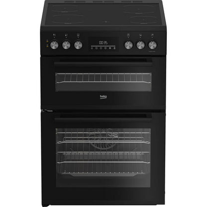 Beko EDC6731K 60cm Double Oven Electric Cooker with Vitroceramic Hob Black
