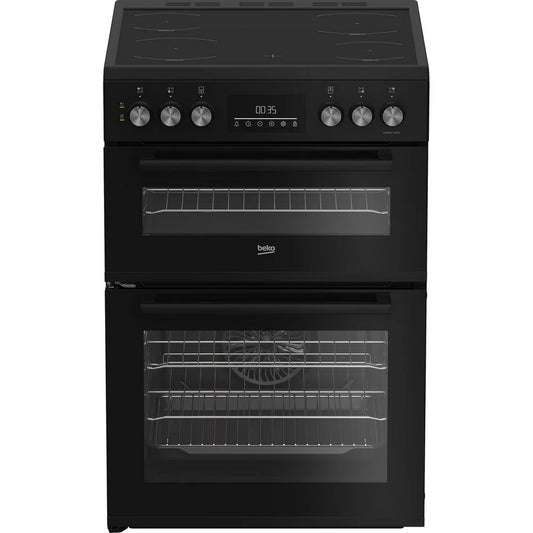 Beko EDC6731K 60cm Double Oven Electric Cooker with Vitroceramic Hob Black