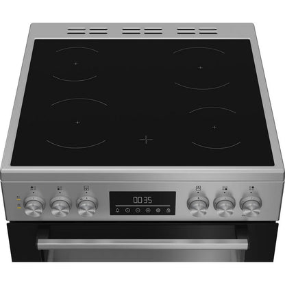 Beko EDC6731S 60cm Double Oven Electric Cooker with Vitroceramic Hob Silver