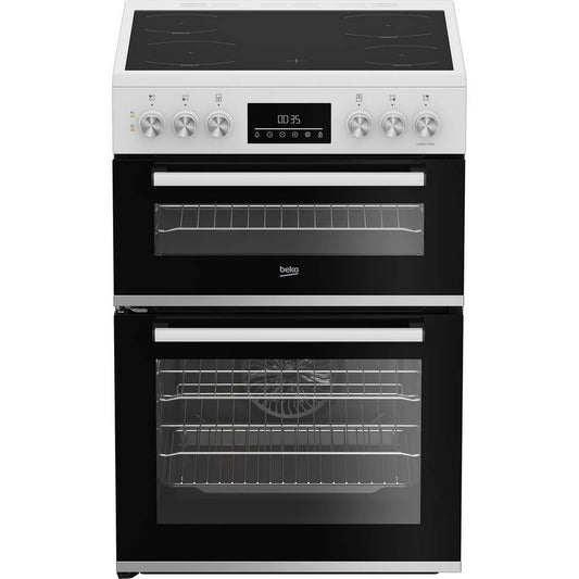 Beko EDC6731W 60cm Double Oven Electric Cooker with Vitroceramic Hob White