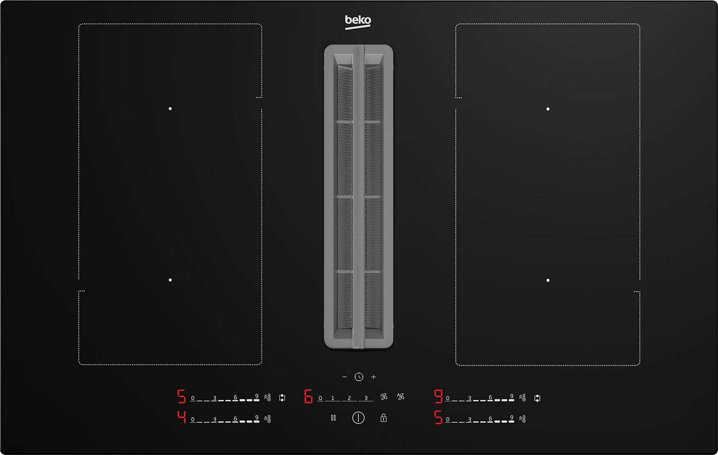 Beko HIXI84700UP 80cm Hob with Integrated Vented Extractor Black