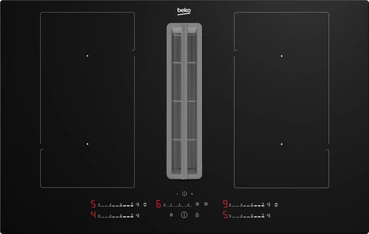 Beko HIXI84700UP 80cm Hob with Integrated Vented Extractor Black