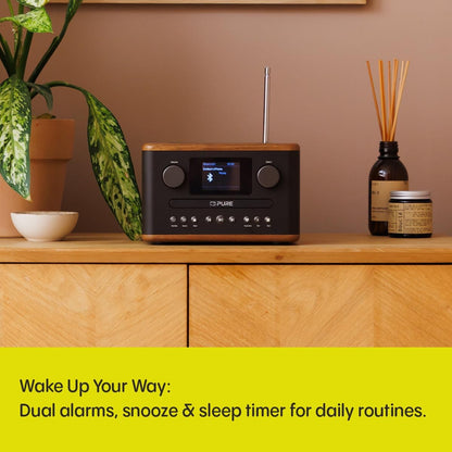 Pure Classic C-D4 DAB DAB+ FM Radio with CD Player and Bluetooth - Coffee Brown Walnut