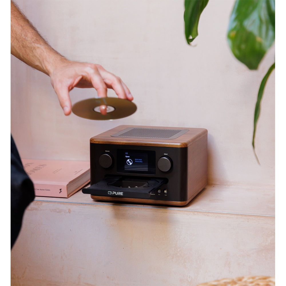 Pure Classic C-D4 DAB DAB+ FM Radio with CD Player and Bluetooth - Coffee Brown Walnut