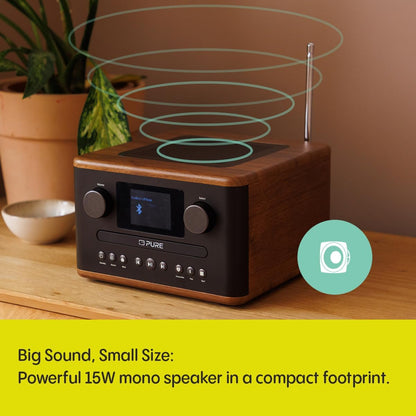 Pure Classic C-D4 DAB DAB+ FM Radio with CD Player and Bluetooth - Coffee Brown Walnut