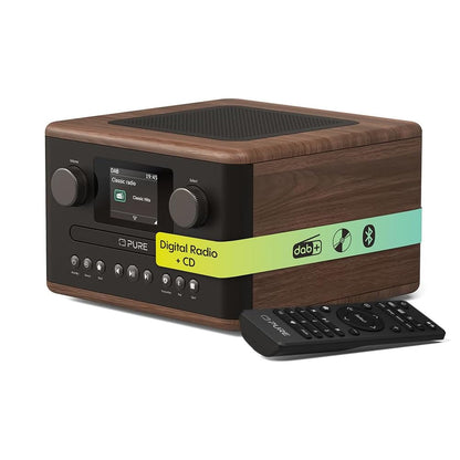 Pure Classic C-D4 DAB DAB+ FM Radio with CD Player and Bluetooth - Coffee Brown Walnut